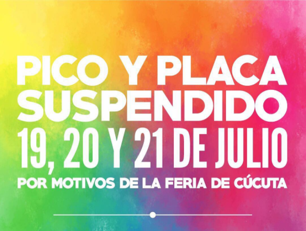 Pico y placa suspendido 19, 20 y 21 de Julio por motivos de la feria de Cúcuta