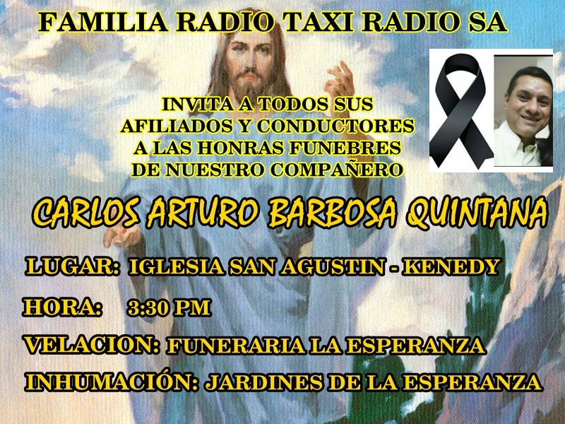 Nuestras condolencias por el fallecimiento de Carlos Arturo Barbosa Quintana