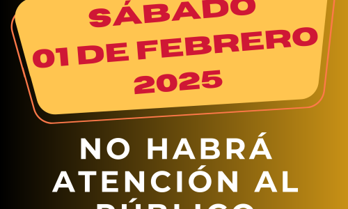 Sábado 01 de febrero de 2025 sin atención al público