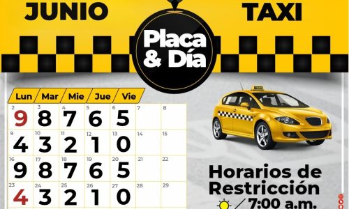 Calendario de Pico y Placa para Taxis – Junio 2025