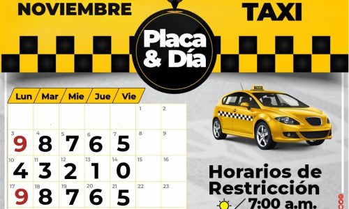 Calendario “Placa & Día” para taxis en Cúcuta – Noviembre 2025