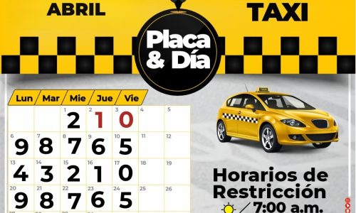 Pico y placa para taxis en Cúcuta durante abril