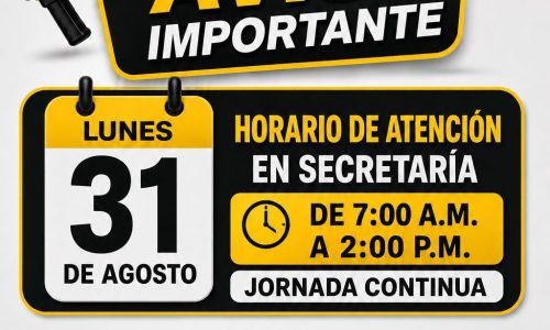 Aviso importante: Lunes 31 de agosto horario jordana continua