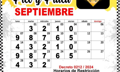Pico y Placa Taxis Septiembre, 2026